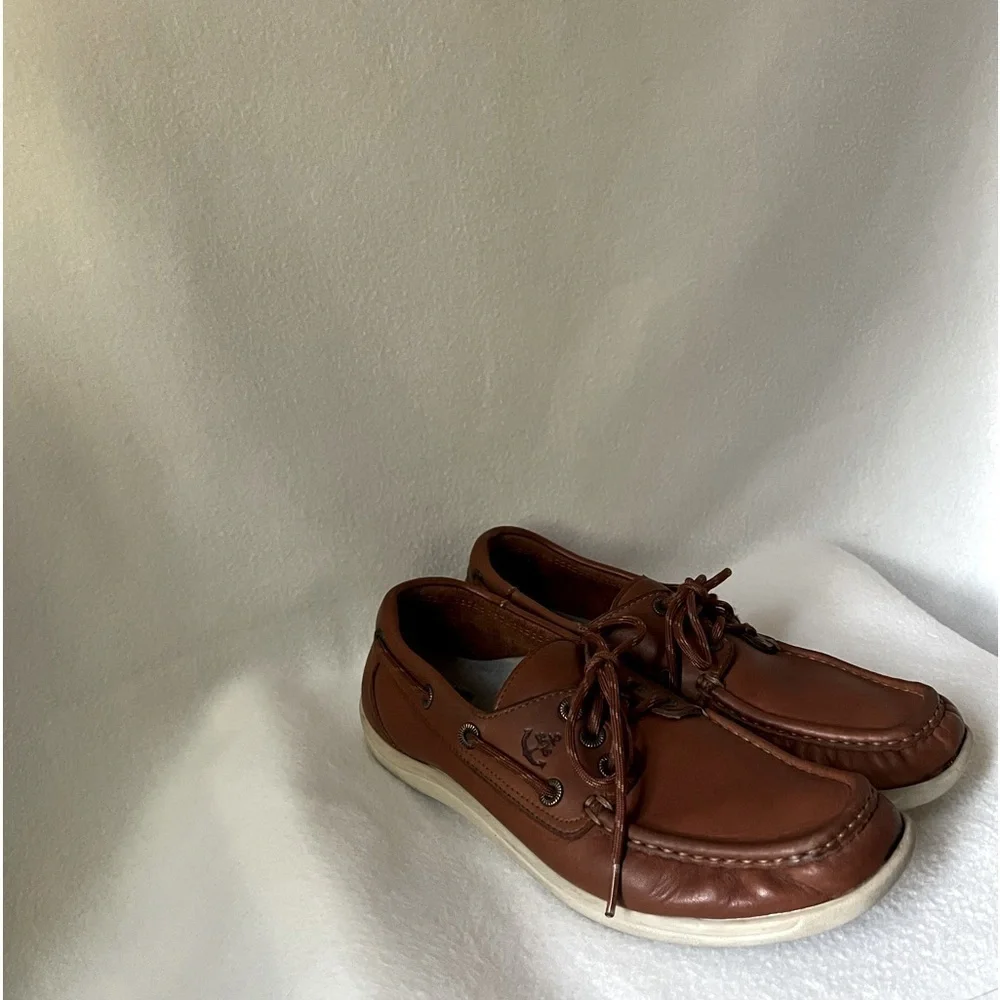 SAS Size 9 Men’s Leather Brown Boat Lace Up Shoes